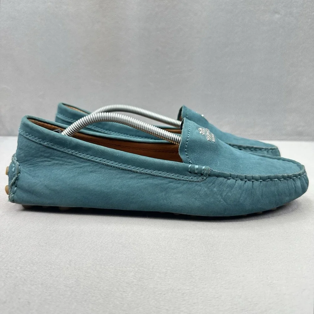 COACH Nancy Womens Size 9 (B) Driver Loafer Teal Nubuck Moccasin Designer Shoes
